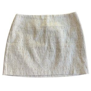 A. Byer Cream and Gold Mini Skirt